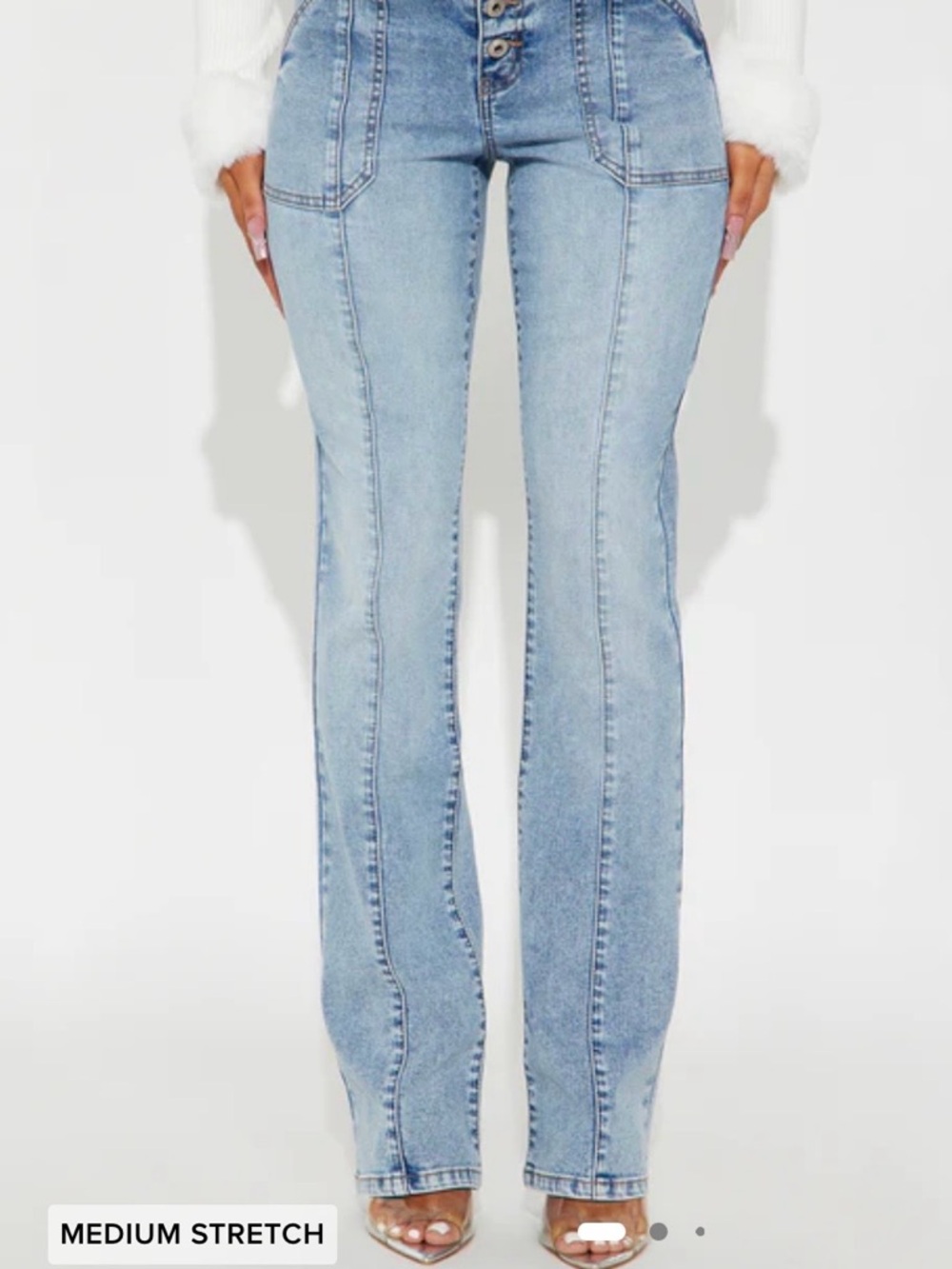 Fashion Nova Light Blue High-Rise Flared Jeans